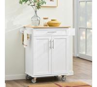 SoBuy - Carrito de cocina, mueble de almacenamiento, blanco, diseño escandinavo moderno, modelo FKW13-II-WN