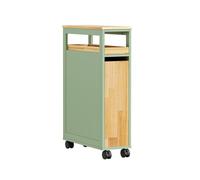 Sobuy carro de almacenamiento con 2 cajones nsr14-gr | verde menta | 50.5x20x79 cm | tablero de partículas lacado + madera natural 50 cm