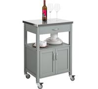 SoBuy: Carro de cocina, armario de cocina, sistema de almacenamiento, con ruedas, ideal para oficina, vajilla, multifuncional, color gris