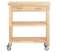 SoBuy Carro de cocina con cajones y estantes, mesa auxiliar móvil, madera clara Superficie superior rectangular FKW24-II-N