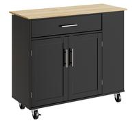 SoBuy Carro de Cocina con Encimera de Madera, Cajón y Armario, Superficie de trabajo cajón armario con dos FKW133-SCH