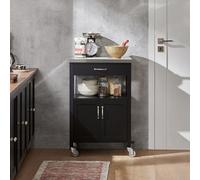 Carrito de servir, estantería de cocina, carrito de cocina móvil, negro fkw22-sch sobuy