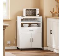 SoBuy: Carro de cocina, mueble de almacenamiento con 2 puertas, color blanco, estilo escandinavo, modelo FSB09-E-W