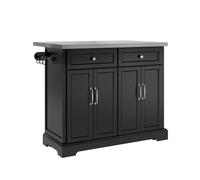 Sobuy | carro de cocina negro con 2 cajones | carro de cocina plegable con gran capacidad de almacenamiento | carro de cocina con tablero de mdf para espacios compactos | 115×71×93 cm | capacidad de c
