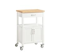 Sobuy carro de cocina salvaspacio con tapa fkw22-ii-wn | blanco | 60x45x92 cm | aglomerado lacado con tapa de madera maciza 60 cm