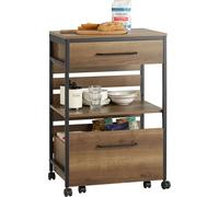 SoBuy: Carro de servicio con 1 estante y 2 cajones, carro auxiliar con ruedas, carro para té, carro para bar, carro de cocina, estante de cocina con ruedas. Estructura de acero resistente