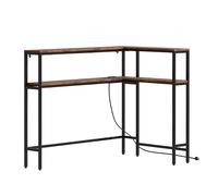 Sobuy consola angular con toma eléctrica fsb105-e-n | marrón | 120x80x101 cm | mdf con acabado madera y estructura metálica negra 80 cm