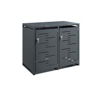 Sobuy copribidón doble set de 2 con cerradura ogs64-dg | gris oscuro | 134x80x116 cm | acero zincado