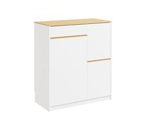 SoBuy Armario de cocina con cubos de basura extraíbles, blanco y madera, 80x38x90 cm, almacenaje y reciclaje Armario FSB111-WN