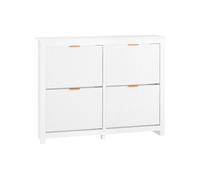 SoBuy Zapatero con 4 puertas y estantes plegables, blanco, moderno Cuatro puertas interior de dos niveles estantes FSR186-II-W