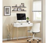 SoBuy Escritorio FWT40-WN con 2 cajones, mesa para ordenador, escritorio para niños, mesa de oficina, Blanco/naturaleza BHT CA: 90x77x45cm BLANCO