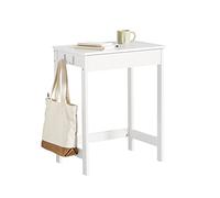 SoBuy Escritorio Mesa de Ordenador con Un Cajón y 2 Percheros H76 cm Blanco FWT43-W ES