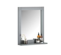 SoBuy Espejo de Baño con Estante Abierto, Mueble Baño de Pared 40x49x10 cm | Estante de Almacenamiento Compacto para Montar en la pared, Ideal para Baño, Aseo o Lavadero, Gris FRG129-SG