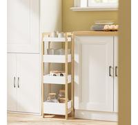SoBuy, estante para baño, mueble de almacenamiento, blanco, estilo escandinavo, modelo FRG226-H-WN