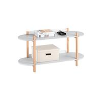 Sobuy estantería de almacenamiento de 2 niveles mesa auxiliar de madera mesa de centro pequeña para sala de estar oficina dormitorio gris hstr01-hg 52 cm