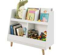 SoBuy: Estantería infantil, estante para libros y objetos, estantería para niños con 5 compartimentos, patas de madera maciza, color blanco