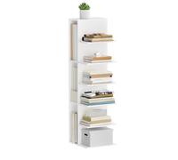 SoBuy Estanteria Libros 6 Niveles, 3 Huecos, 30x32,5x110cm, Oficina | Libreria para Aprovechar el Espacio Vertical, Estanteria Pared para Libros, Archivadores A4 y Decoración. Blanco, STR14-W