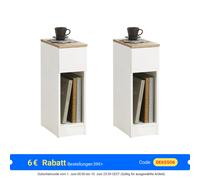 SoBuy FBT111x2 mesita de noche, juego de 2 piezas con cajón para cama con somier, mesa auxiliar para sofá, 2 mesitas laterales estrechas, mesita de noche Gris oscuro