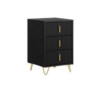SoBuy FBT115-L-SCH Mesita de Noche Mesa Auxiliar Mobiliario de Salón Moderno con 3 cajones Negro ES