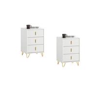 Sobuy fbt115-l-wx2 set de 2 mesitas de noche con 3 cajones