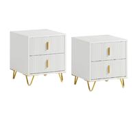 SoBuy FBT115-Wx2 Set de 2 Mesitas de Noche Mesa Auxiliar Mobiliario de Salón Moderno con 2 cajones L40xP40xH47 cm ES