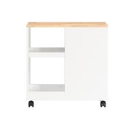 SoBuy FBT130-WN Mesa Auxiliar Mesa de Centro con 4 Ruedas con 2 Cajones y 3 Compartimentos Abiertos Salón y Dormitorio 60 x 30 x 60 cm Blanco ES