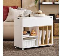 SoBuy FBT134-W archivos armario carrito de armario mesa de impresora soporte de rollo contenedor con 4 rollos armario de almacenamiento BLANCO