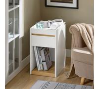 SoBuy FBT137-W mesita de noche caja cama de primavera sofá mesa cómoda de noche mesa auxiliar mesa estrecha para teléfono mesita de noche BLANCO
