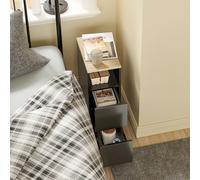 SoBuy FBT149-SCH Mesita de Noche Estrecha 20 cm de Ancho, Mesa Auxiliar con 2 cajones + Compartimento Abierto para pequeños Huecos, Mesilla de Noche para Dormitorio salón, 20x35x60 cm Negro Negro