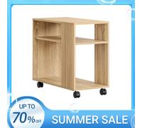 SoBuy FBT34-N Mesa Auxiliar con Ruedas, Mesa rodante de 2 Niveles con estantes, Estantería móvil para salón, Dormitorio, Oficina, L70 x A35 x H60cm Natural NATURE