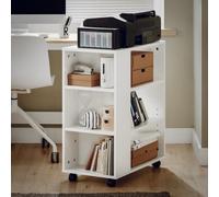 SoBuy FBT68-W Mesa para impresora con 7 estantes, carrito rodante para oficina, carrito auxiliar, archivador, color blanco, ancho x alto x profundo, aprox. 60x75x35cm BLANCO