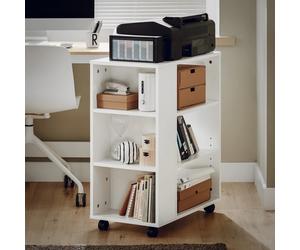 SoBuy FBT68-W Mesa para impresora con 7 estantes, carrito rodante para oficina, carrito auxiliar, archivador, color blanco, ancho x alto x profundo, aprox. 60x75x35cm BLANCO