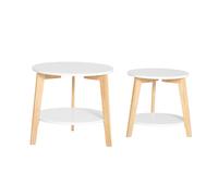 SoBuy FBT75-W Mesa de café Set 2 Mesas auxiliares Forma Redonda Mesa Nido Color Blanco ES