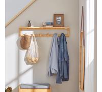 SoBuy Perchero de Pared Estante para Entrada con 6 Ganchos y 1 Estante 90 x 12.5 x 16.5 cm FHK06-N ES