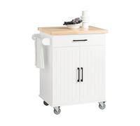 Sobuy fkw119-wn carrito auxiliar de cocina con 2 puertas 1 cajón 1 toallero 74.5 cm