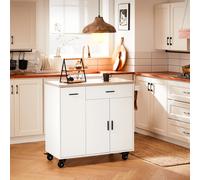 SoBuy FKW126-WN Carrito cocina diseño ruedas, isla cocina con encimera y estante especias, carrito rodante, sideboard ruedas, trolley cocina para cocina, salón, comedor, Blanco BHT ca. 105x92x46cm múl