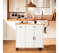 SoBuy FKW126-WN: Carro de cocina con ruedas, tipo isla de cocina con encimera y estante para especias. Carro auxiliar, aparador, color blanco. Dimensiones aproximadas: 105 x 92 x 46 cm (ancho x alto x