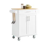 SoBuy FKW13-II-WN Luxus-Carrito de Cocina con Piso, Estantería de Cocina, Carrito de Servir de Bambú, 66 x 46 x 91 cm, ES
