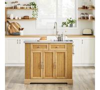 SoBuy FKW130-N Isla de cocina enrollables con cajones Carro de cocina con placa de trabajo extensible Carro Nature 107x92,5x46-71 NATURE