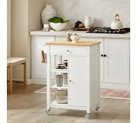 SoBuy FKW46-WN carrito de servicio con 1 puerta y 1 cajón carrito de cocina con 3 estantes B68 X T40 X H86 cm BLANCO