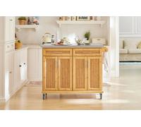 SoBuy FKW69-N Isla de cocina Carro de cocina con placa de trabajo expandible de acero inoxidable Carro para servir armario de cocina CAFÉ