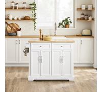 SoBuy FKW71-II Isla de cocina con plato de trabajo extraíble y cajones Barcart para cocina 115x92x(46-71)cm Gris
