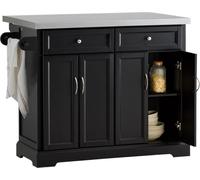 SoBuy FKW71-Sch: Carro de cocina, carro de servicio, isla de cocina con encimera extensible, carro de cocina, armario de cocina, color