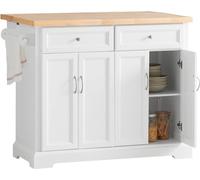 SoBuy FKW71-WN: Carro de cocina, carro de servicio, isla de cocina, con superficie de trabajo extensible, carro de cocina, armario de cocina - madera, blanco
