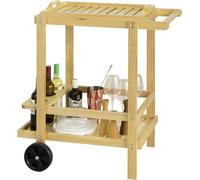 SoBuy FKW95-WN: Carro de cocina con ruedas | 2 ruedas | Porta botellas | Bambú