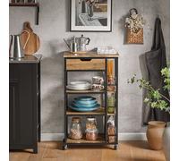 SoBuy FKW99-N carrito de servicio con 6 estantes y 1 cajón, carrito de cocina BHT carrito lateral aprox. 50x87x37cm NATURE