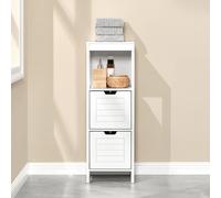 SoBuy FRG127-W Mueble Estrecho de Baño con 2 Cestas Armario baño Compacto en Madera para Baños Pequeños y Aseos Blanco 30x89x30 cm BLANCO