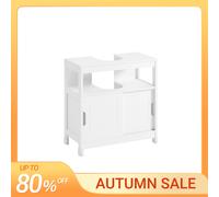 SoBuy FRG128-II Mueble de baño con lavabo, armario de baño con cojín para los pies, mueble de tocador BLANCO