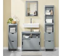 SoBuy FRG128-SG lavabo bajo armario mueble de baño armario de baño con cojín para pies tocador bajo armario gris oscuro BHT aprox. 60x61x30cm Gris claro