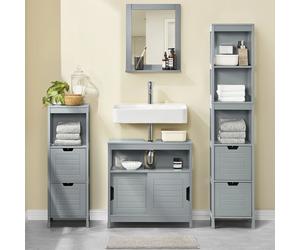 SoBuy FRG128-SG lavabo bajo armario mueble de baño armario de baño con cojín para pies tocador bajo armario gris oscuro BHT aprox. 60x61x30cm Gris claro